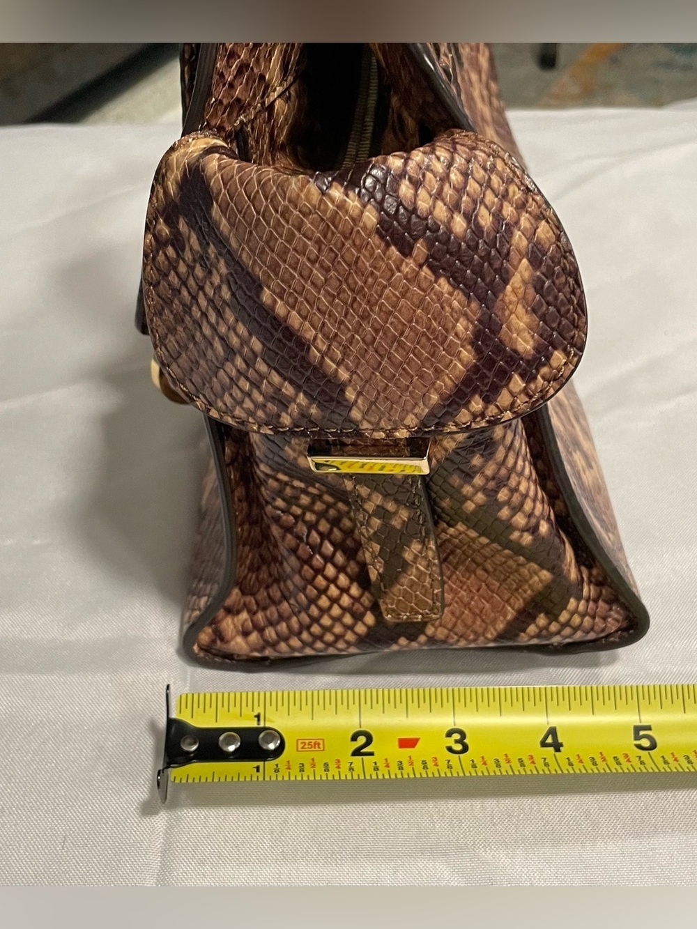 Michael Kors Brown Python Embossed Leather Medium Harper Satchel - Picture 15 of 15